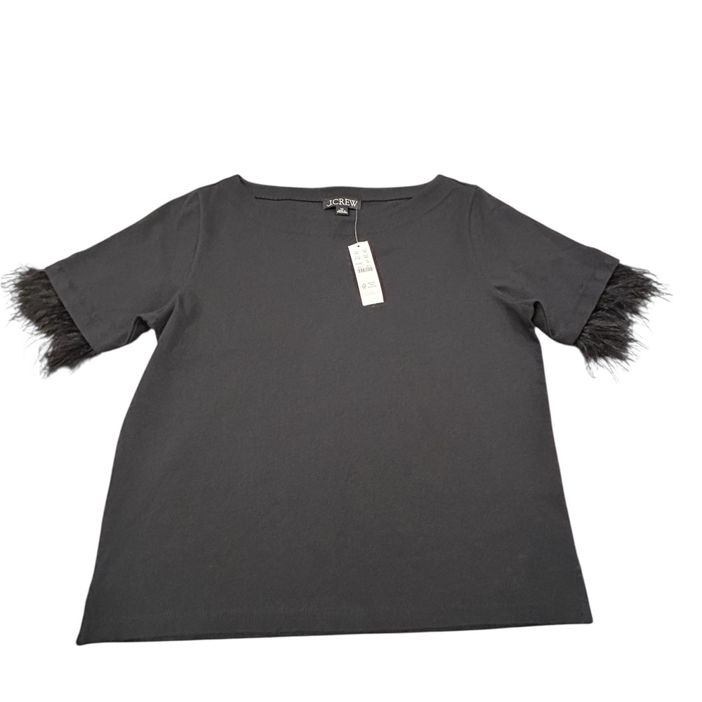 J.Crew Women’s Mariner‎ Jersey Cropped Boatneck Top Feather Cuff Sleeves XS NWT